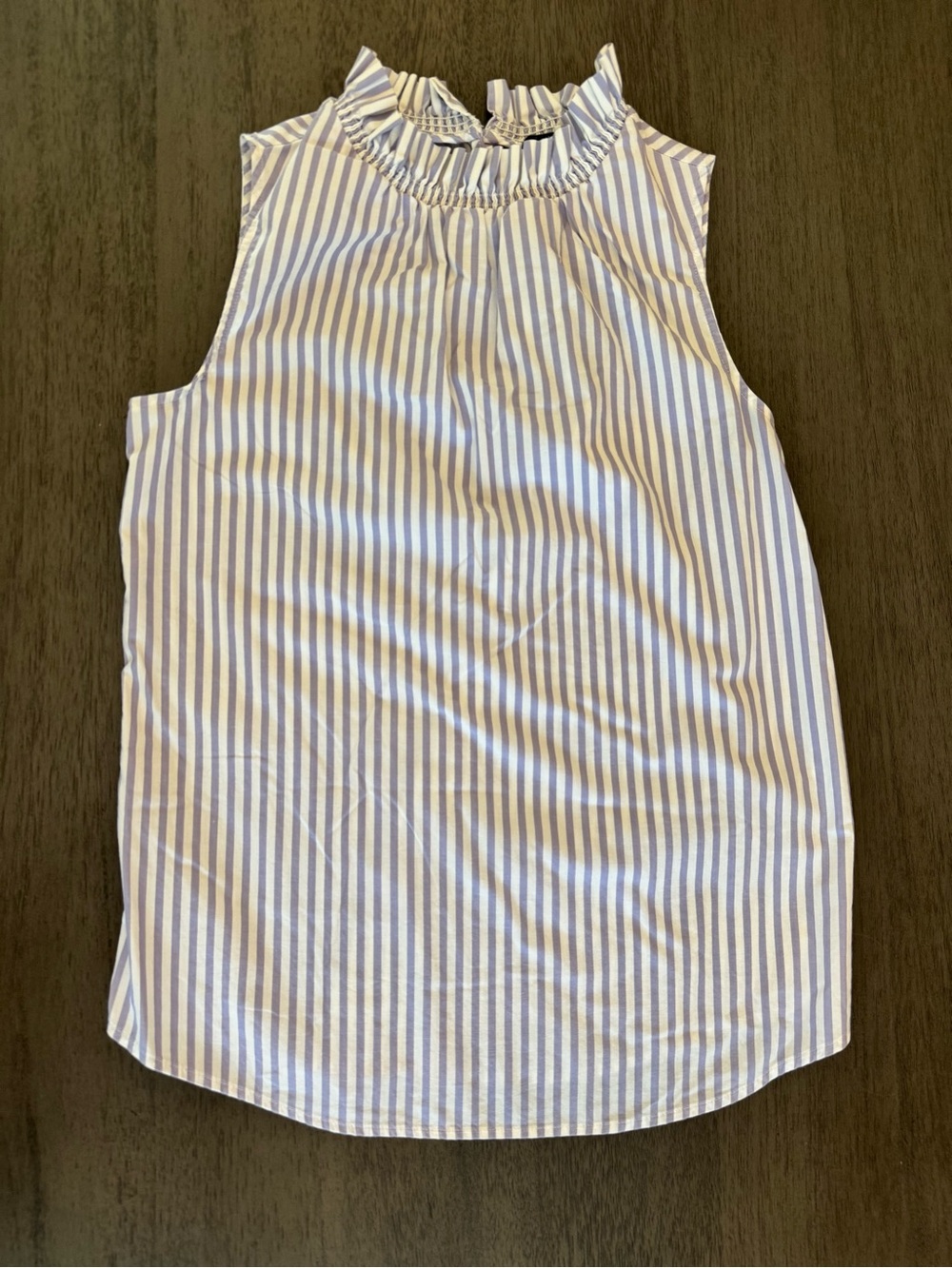 Banana Republic Striped Ruffle Mock-Neck Sleeveless Top - Blue & White